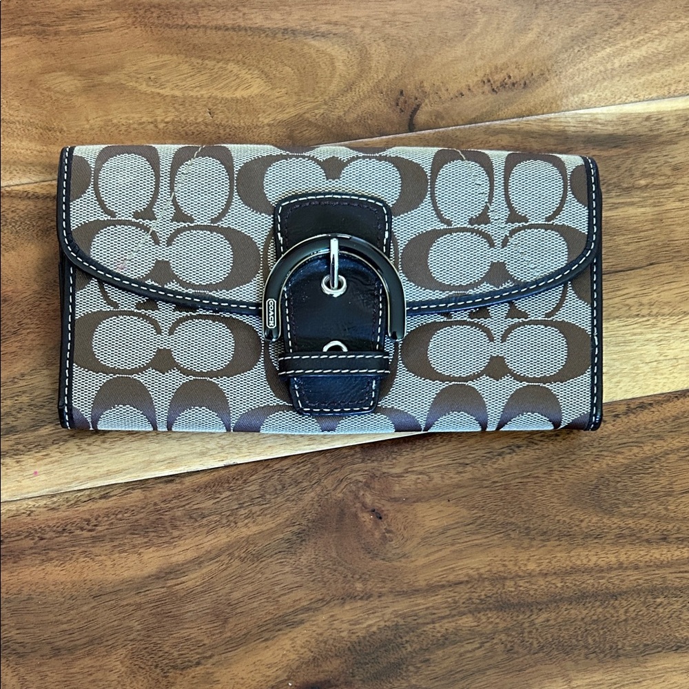 Coach Signature Brown and Black Wallet